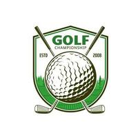 golf sport icona con attraversato club, vettore emblema