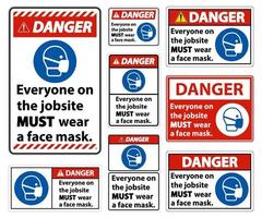 pericolo indossare un segno di maschera facciale vettore