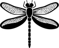 libellula - nero e bianca isolato icona - vettore illustrazione