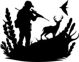 a caccia - nero e bianca isolato icona - vettore illustrazione