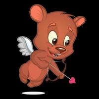 carino Cupido orso cartone animato Tenere arco e freccia mirare. st San Valentino illustrazione vettore