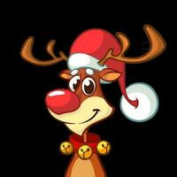 divertente cartone animato rosso naso renna. Natale vettore illustrazione isolato