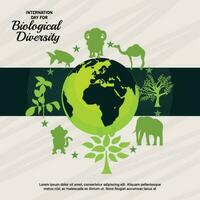 illustrazione di un' sfondo per internazionale giorno per biologico diversità. vettore
