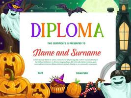 Halloween bambini formazione scolastica diploma o certificato vettore