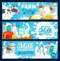 latteria latte Prodotto striscioni, azienda agricola cibo formaggio vettore