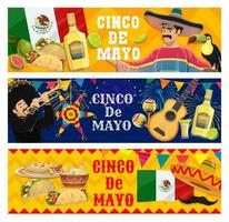 cinco de mayo vacanze cartone animato vettore banner impostato