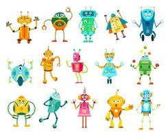 cartone animato robot, droidi personaggi, vettore cyborg
