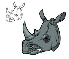 rinoceronte animale testa portafortuna di nero rinoceronte vettore