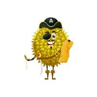 durian divertente pirata emoticon con spada nel cappello vettore