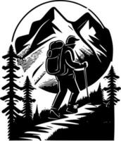 escursioni a piedi - nero e bianca isolato icona - vettore illustrazione