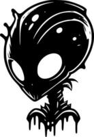 alieno - nero e bianca isolato icona - vettore illustrazione