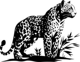 leopardo - nero e bianca isolato icona - vettore illustrazione