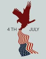 silhouette di aquila afferrare americano bandiera, americano indipendenza giorno vettore