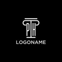 ph monogramma iniziale logo con pilastro forma icona design vettore