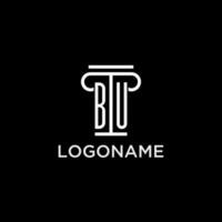 bu monogramma iniziale logo con pilastro forma icona design vettore