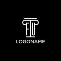 fu monogramma iniziale logo con pilastro forma icona design vettore