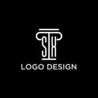 sx monogramma iniziale logo con pilastro forma icona design vettore