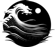 onde - nero e bianca isolato icona - vettore illustrazione