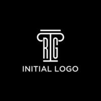 rg monogramma iniziale logo con pilastro forma icona design vettore