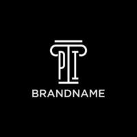 pi monogramma iniziale logo con pilastro forma icona design vettore