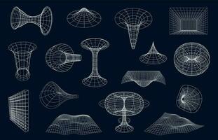 wireframe geometrico forme, superficie griglia o sfera vettore