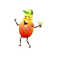 cartone animato papaia frutta personaggio con cocktail vettore
