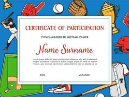 softball torneo certificato di partecipazione vettore