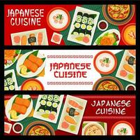 giapponese cibo Giappone cucina cartone animato vettore banner