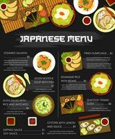 giapponese cucina piatto menù manifesto, Giappone cibo pasto vettore