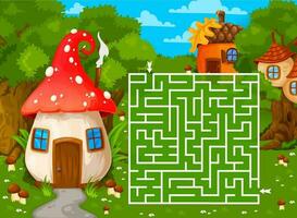 labirinto labirinto con Magia foresta Casa edifici vettore