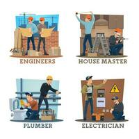 costruzione ingegnere, elettricista, idraulico lavoratore vettore