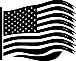 americano bandiera, nero e bianca vettore illustrazione