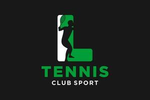 vettore iniziali lettera l con tennis creativo geometrico moderno logo design.