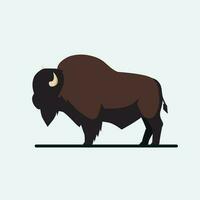Marrone bisonte con corna su un' bianca sfondo. vettore
