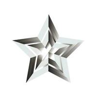 3d metallico raggiante stella, scintillante argento pendenza stella forma, 3d interpretazione stella vettore