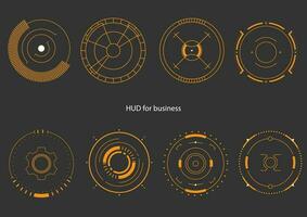 hud ui per attività commerciale impostare. futuristico utente interfaccia azione vettore, hud il giro montatura scopo controllo bersaglio interfaccia vettore Immagine stock.