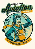 Vintage ▾ maglietta design di donne pilota di mondo guerra Museo vettore