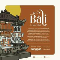 sanggah Indonesia balinese cultura disposizione idea per manifesto design illustrazione vettore