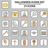 grigio e giallo illustrazione di Halloween celebrazione sqaure icona impostare. vettore