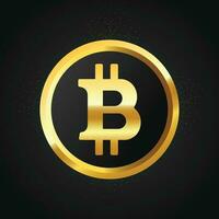 d'oro bitcoin blockchain tecnologia, bitcoin crypto moneta con simbolo bth, futuristico d'oro bitcoin digitale moneta con nero sfondo vettore