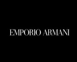 emporio armani logo nome marca simbolo bianca design Abiti moda vettore illustrazione con nero sfondo