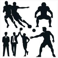 calcio giocatore persone silhouette vettore