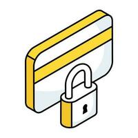 webpadlock con carta, icona di sicuro ATM carta vettore