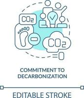 impegno per decarbonizzazione turchese concetto icona. inquinanti. netto zero pratica astratto idea magro linea illustrazione. isolato schema disegno. modificabile ictus vettore