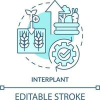 interpiantare turchese concetto icona. pianta multiplo culture. agricoltura produttività astratto idea magro linea illustrazione. isolato schema disegno. modificabile ictus vettore