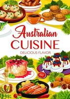 australiano cucina pasti menù copertina vettore