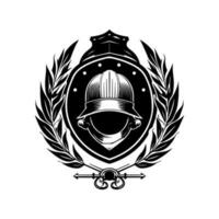 un' militare casco logo emblema, disegnato a mano per un' unico e autentico tocco. Perfetto per a tema militare disegni e illustrazioni vettore