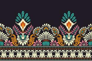 ikat floreale paisley ricamo su buio viola sfondo.ikat etnico orientale modello tradizionale.azteco stile astratto vettore illustrazione.disegno per trama, tessuto, abbigliamento, avvolgimento, decorazione, pareo