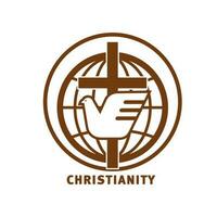 cristianesimo icona attraversare e colomba, religioso simbolo vettore