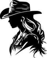 cowgirl, nero e bianca vettore illustrazione